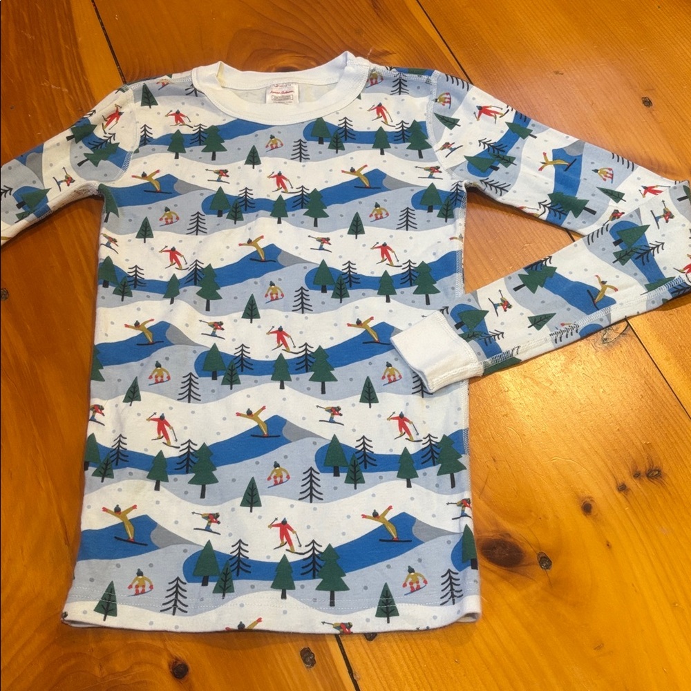 HANNA ANDERSSON 160 Ski Winter Skiing Scene Organic Cotton Pajama Top L/S